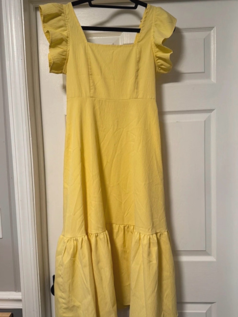 Amazon Yellow Ruffle-Sleeve Midi Dress